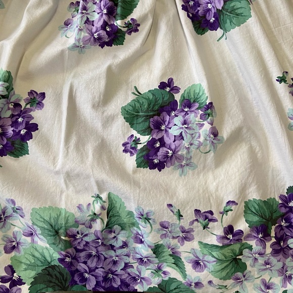Vintage 1950’s Purple floral border print gathered skirt - Picture 4 of 6